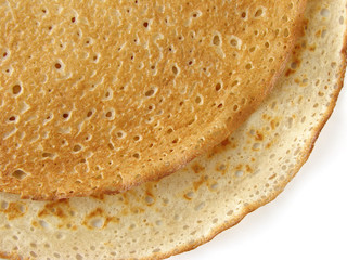 pancakes fragment on white