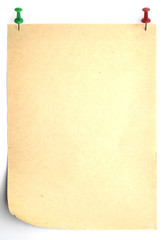old sheet of paper pin to the wall