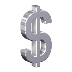 Obraz premium Chrome Dollar sign isolated on white.