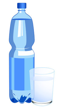 Mineral water and glass