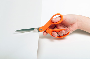 orange handle scissors - paths