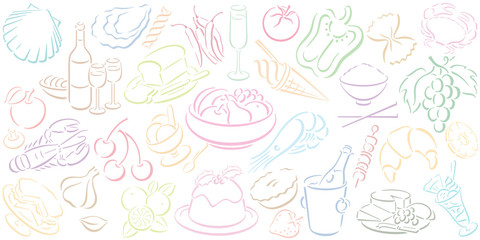 pastell colored food symbols