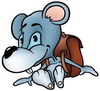 Mouse Schoolboy - colored cartoon illustration