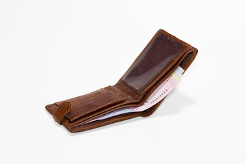 Leather purse with a money