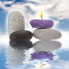 Candle and River Stones