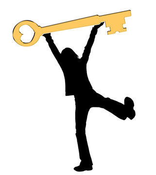 Male silhouette with key