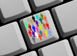 Farbige Menschen Icons auf Tastatur