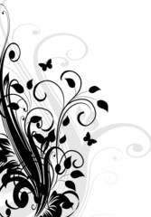 coin floral papillons noir