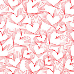 Seamless Eccentric Heart Outlines Background