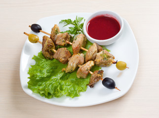 kebab with fresh vegetables.