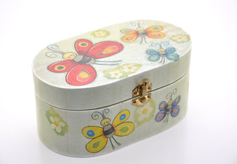 scatola in legno decorata con decoupage