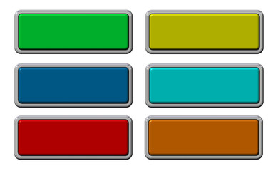 Set of shiny, rectangle buttons isolated on white.