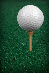 Golf ball on artificial grass