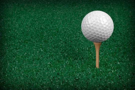 Golf ball on artificial grass