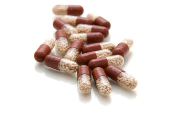 Pills on a white background