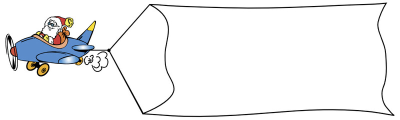 weihnachtsmann im flugzeug schleppt banner