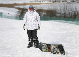 young adult male snowboarder