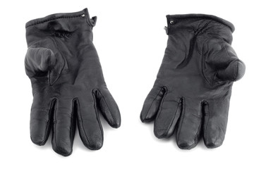 black leather gloves