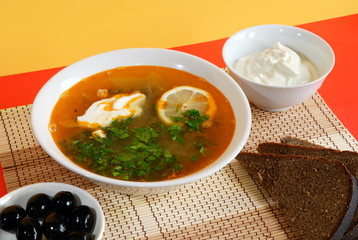 Russian traditional soup - solyanka