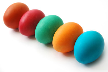 Colored easter eggs on a white background
