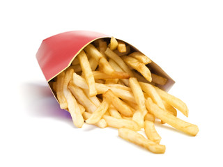 fast food french fries falling from box