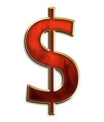 American dollar sign in fiery orange