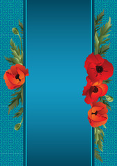 vertical poppy sheet of paper ribbon blue