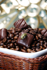 Coffee beans with chocolates