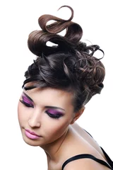 Tuinposter woman with Fashion hairstyle and bright stylish make-up © Valua Vitaly