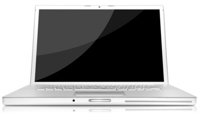 Aluminium glossy laptop black screen