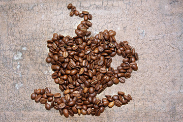 a cup of coffe from coffee beans