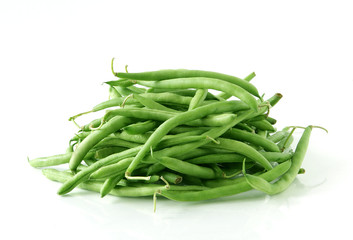 Group of green beans isolated on white background