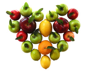 Health mixed fruit heart