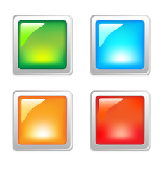 Vector set of color glass buttons for design.