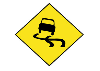 slippery conditions warning sign