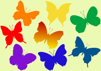 Fototapeta na wymiar Set of various colorful flying butterflies vector illustration