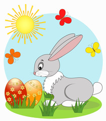 Easter card, cartoon, vector illustration