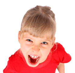 Portrait of girl in red t-shirt.