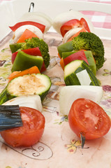 skewer of vegetables ready for bbq