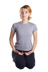 Fototapeta premium Female doing yogatic exericise.