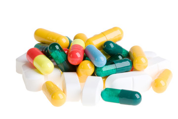 Pills on a white background