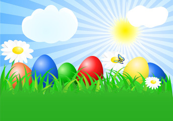 Easter background with eggs