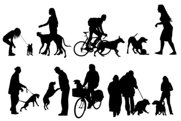 people with their dogs, collection - 12386139