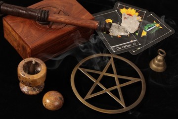 Wiccan Objects and Tarot Cards