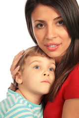 Woman and boy close-up