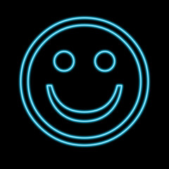 aqua blue neon smiley