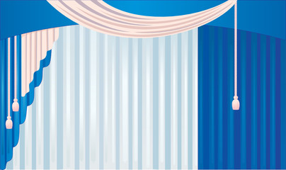 Blue curtain with tassel