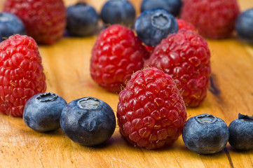 Raspberry and blueberry