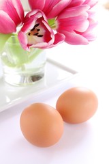 Osterei mit Tulpen