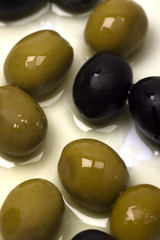 Green and black olives